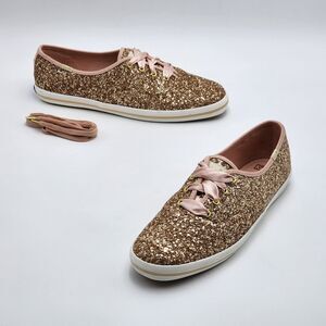 Keds X Kate Spade New York Rose Gold Pink Glitter Sneakers Size 10